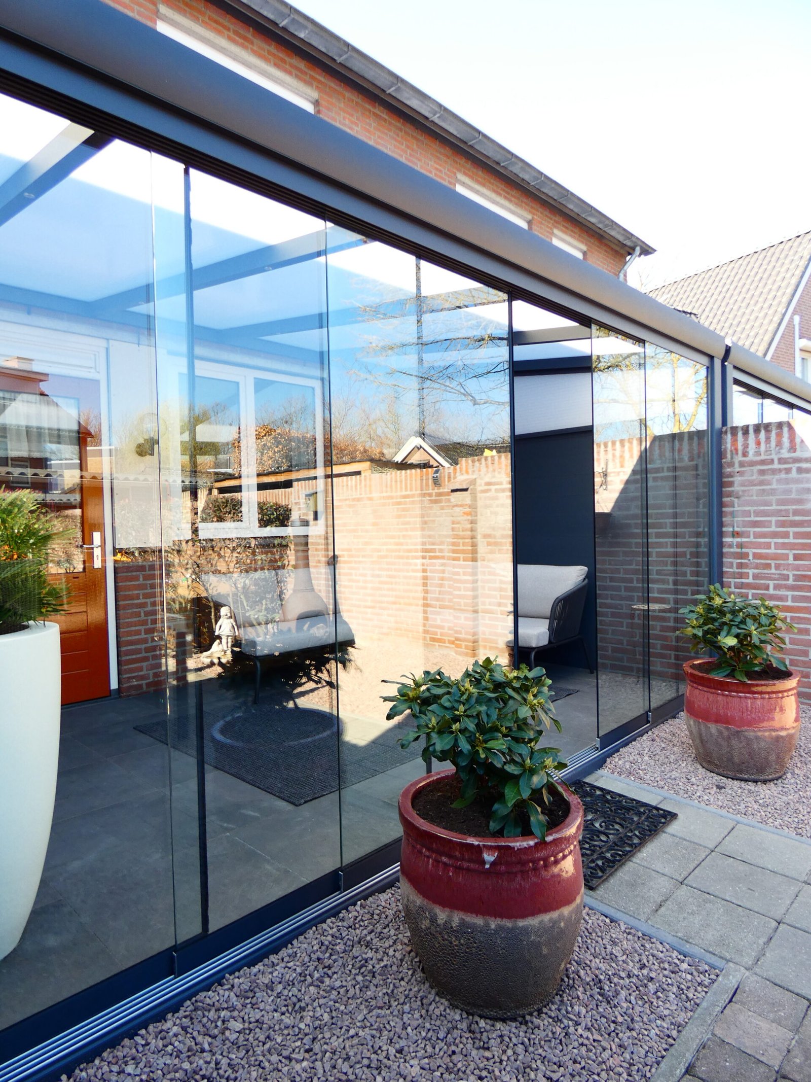 glazen tuinkamer met schuifwand